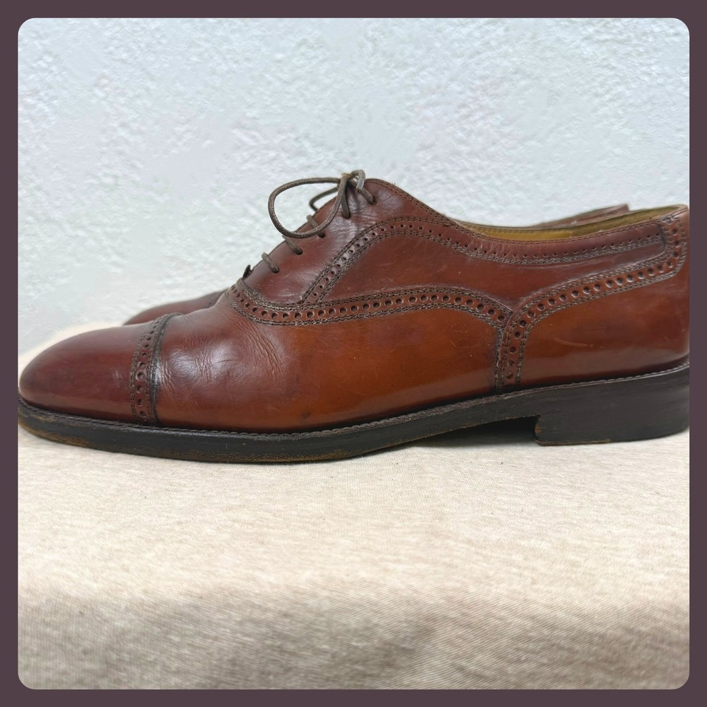 Cole Haan Briaano Mens Brown Leather Cap Toe Oxford Dress Shoes Made in Italy - Picture 6 of 11